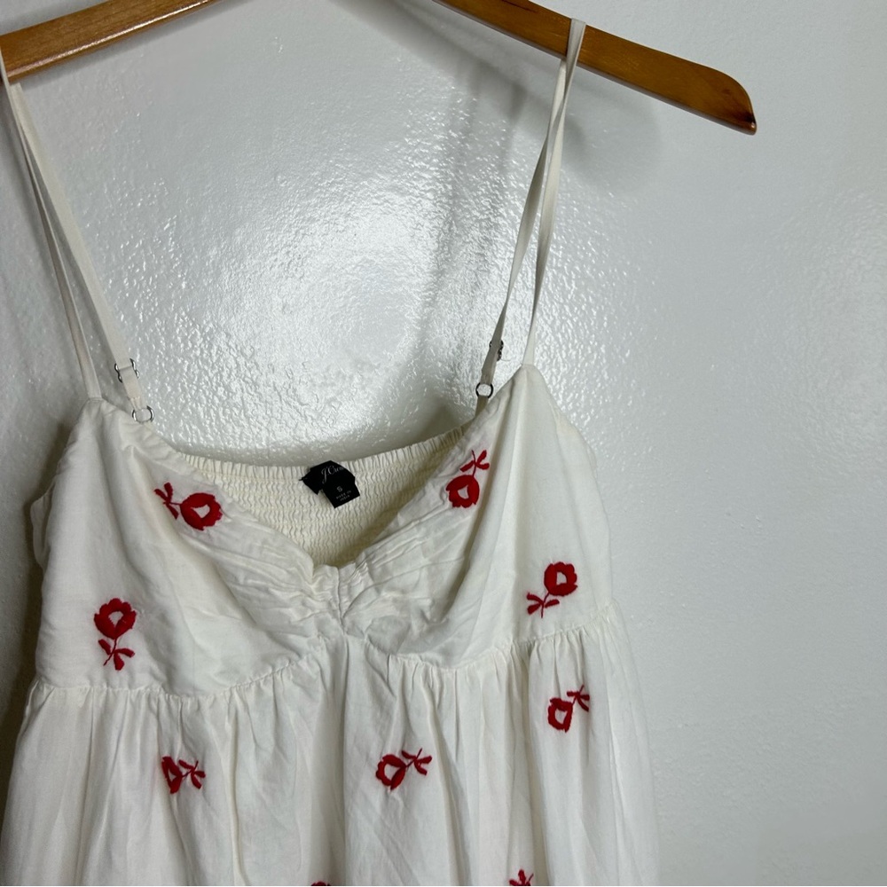 J. Crew Embroidered Beach Maxi Dress White Red 100% Cotton Size Small - Picture 7 of 13